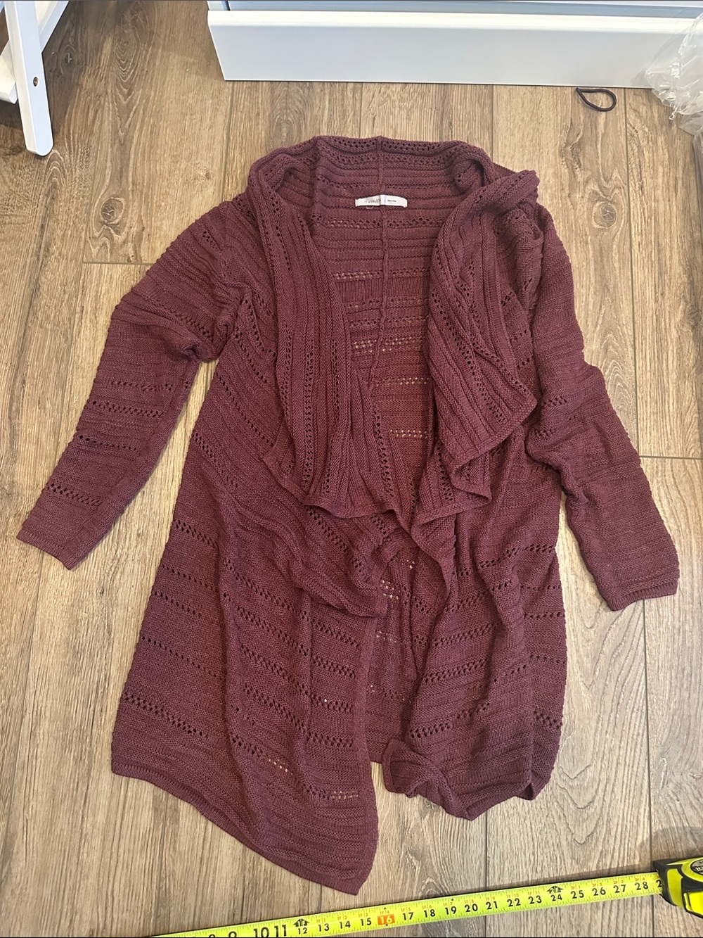 ATHLETA- L Open-Front Cardigan - Burgundy